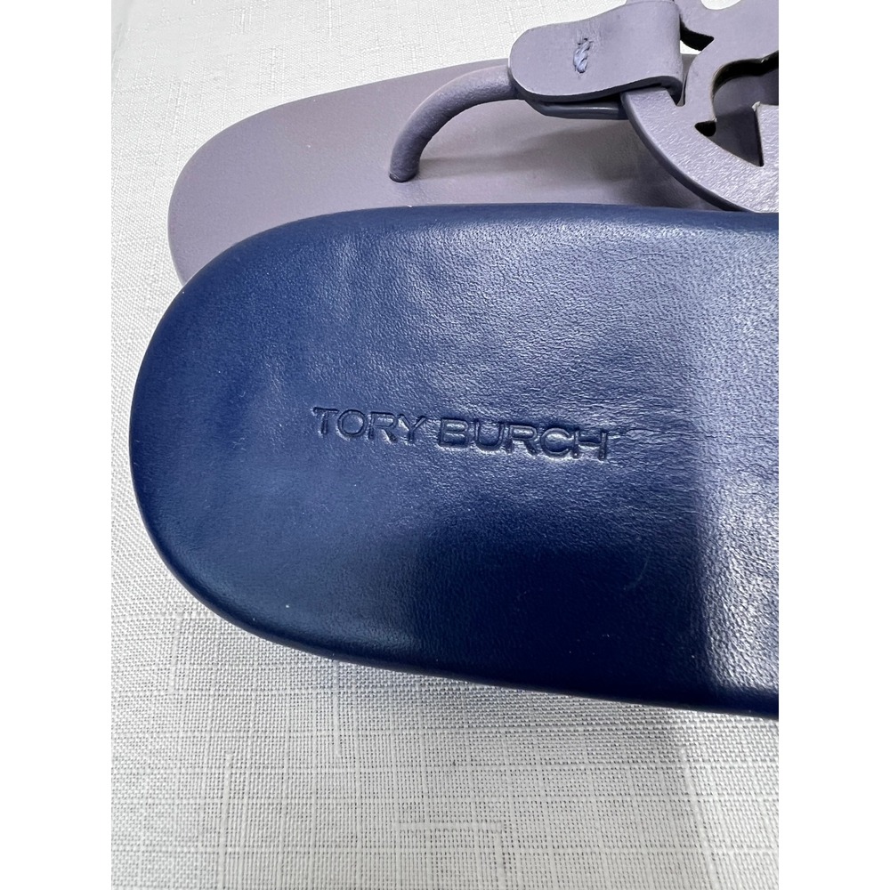 Tory Burch Miller Cloud Sandals Size 8 Blue Purple Excellent Leather Thong Flat - Picture 5 of 8